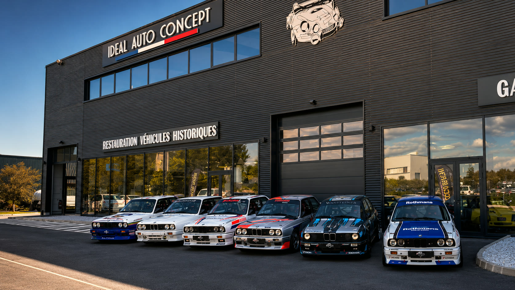 Façade Ideal Auto Concept et alignement de BMW M3 historiques