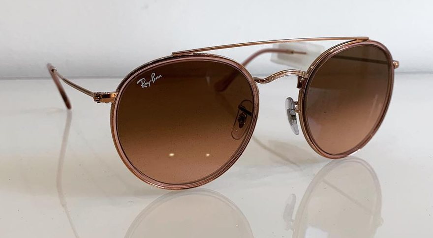 Ray-Ban Round Double Bridge, coloris cuivre rosé